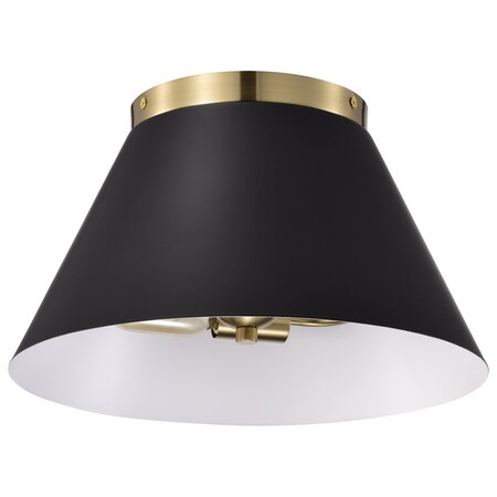 Nuvo Dover 2-Light Small Flush Mount - Black with Vintage Brass 60/7417